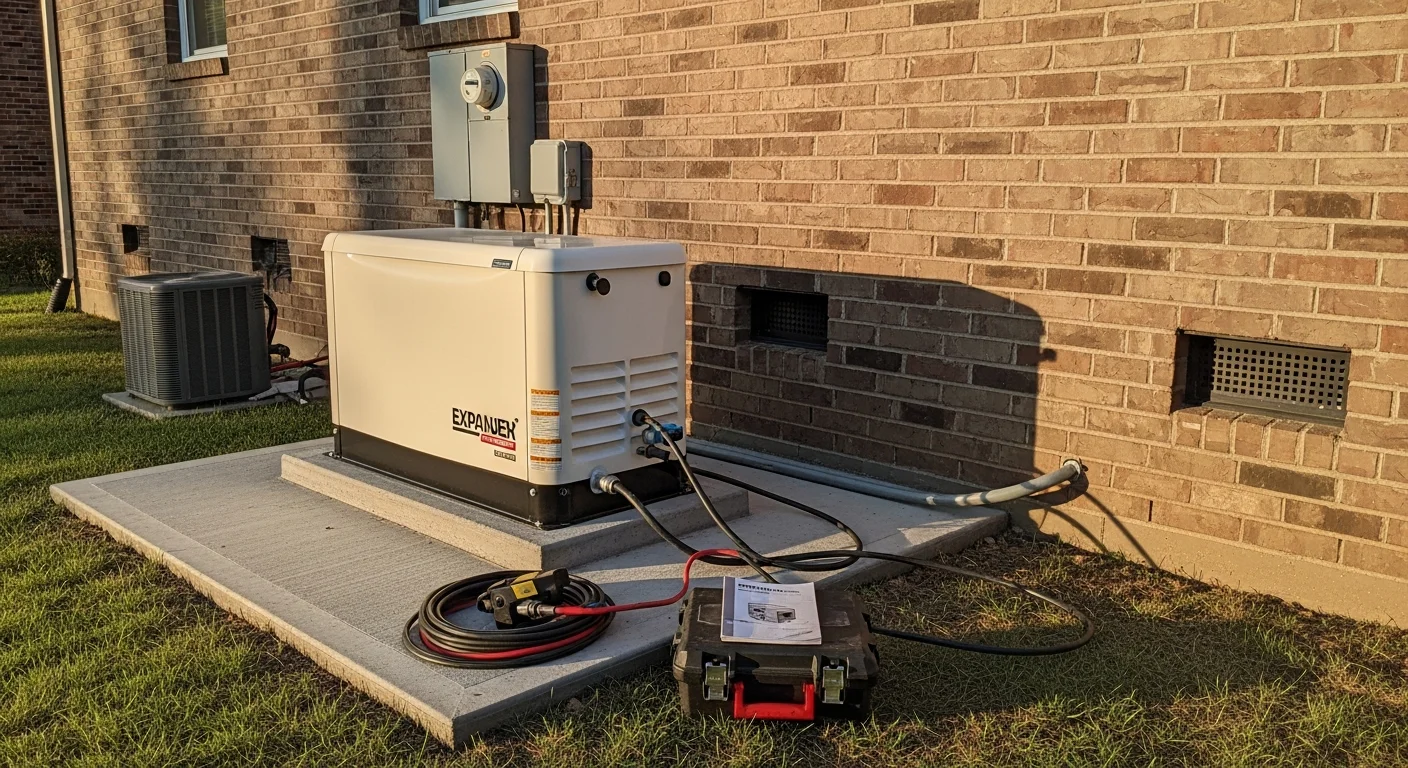 Backup generator installed outside residential home