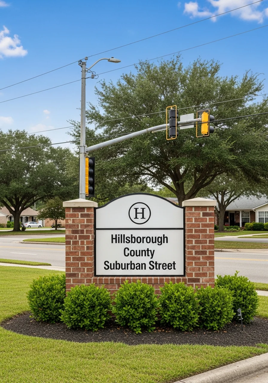 A residential property in a Hillsborough County suburban neighborhood with mature landscaping.